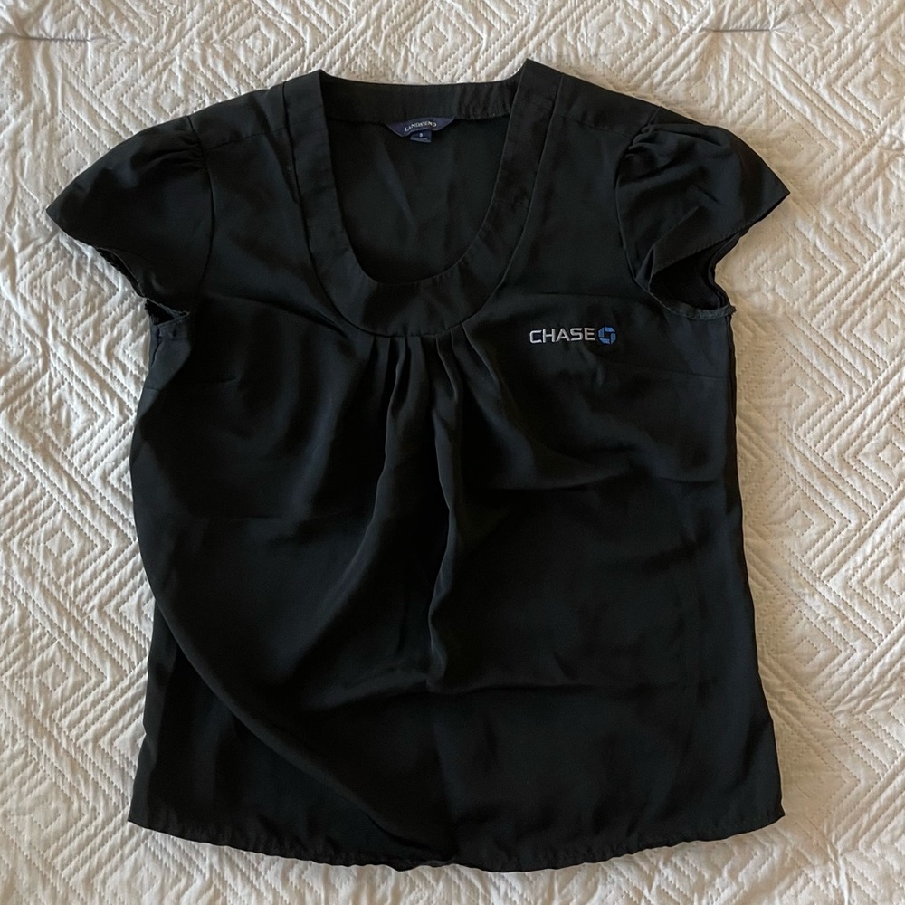Lands End Chase Bank black blouse. Size 8